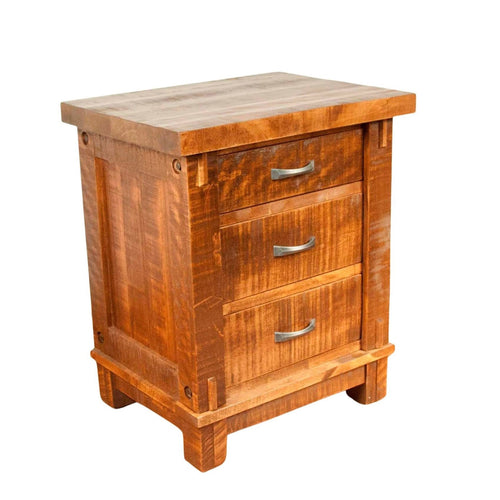 Timber Nightstand with 3 Drawers